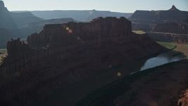 5.5K aerial stock footage following Colorado River through Goose Neck in Meander Canyon, Canyonlands National Park, Utah Aerial Stock Footage | AX138_079E
