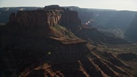 5.5K aerial stock footage flyby mesas overlooking Shafer Canyon in Canyonlands National Park, Utah Aerial Stock Footage | AX138_118E
