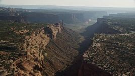 5.5K aerial stock footage approach the Zeus and Moses Butte in Canyonlands National Park, Utah Aerial Stock Footage | AX138_134E