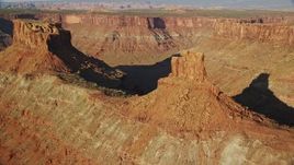 5.5K aerial stock footage approach buttes above a wide canyon, Moab, Utah Aerial Stock Footage | AX138_201