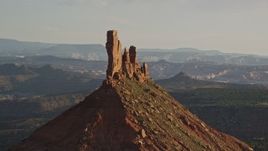 5.5K aerial stock footage of circling North Six-Shoter Peak, Moab, Utah Aerial Stock Footage | AX138_267E
