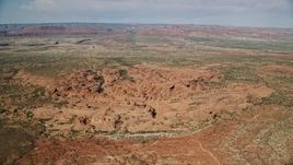 5.5K aerial stock footage of passing desert rock formations, Arches National Park, Utah Aerial Stock Footage | AX139_006E