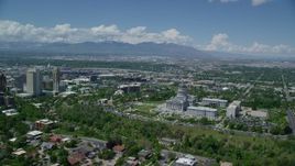 5.5K aerial stock footage of flying around the Utah State Capitol, view of Downtown Salt Lake City, Utah Aerial Stock Footage | AX140_254