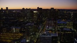 5.5K aerial stock footage approaching the downtown skyline, Downtown Boston, Massachusetts, twilight Aerial Stock Footage | AX141_050