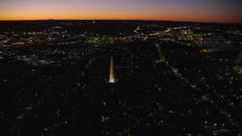 5.5K aerial stock footage orbiting the Bunker Hill Monument, Charlestown, Massachusetts, twilight Aerial Stock Footage | AX141_068E