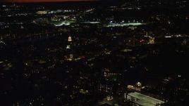 5.5K aerial stock footage flying by the campus of Harvard University, Massachusetts, night Aerial Stock Footage | AX141_100