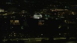5.5K aerial stock footage of Maclaurin Building, Massachusetts Institute of Technology, Cambridge, Massachusetts, night Aerial Stock Footage | AX141_160