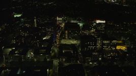 5.5K aerial stock footage orbiting Longwood Medical Area, city lights, Boston, Massachusetts, night Aerial Stock Footage | AX141_177E