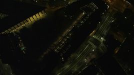 5.5K aerial stock footage of a bird's eye view over city streets, Downtown Boston, Massachusetts, night Aerial Stock Footage | AX141_202E