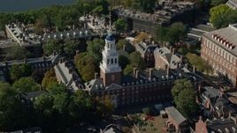 5.5K aerial stock footage orbit Lowell House at Harvard University,  Cambridge, Massachusetts Aerial Stock Footage | AX142_085E