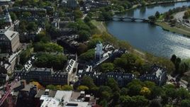 5.5K aerial stock footage orbiting Harvard University, Eliot House, Cambridge, Massachusetts Aerial Stock Footage | AX142_097