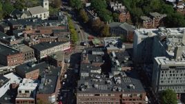 5.5K aerial stock footage orbiting Harvard University, Harvard Square, Cambridge, Massachusetts Aerial Stock Footage | AX142_110