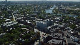 5.5K aerial stock footage approaching Harvard University, Charles River, Cambridge, Massachusetts Aerial Stock Footage | AX142_114