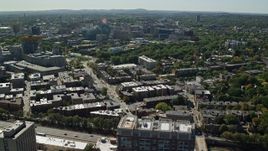 5.5K aerial stock footage approaching, flying over Longwood Medical Area, Boston, Massachusetts Aerial Stock Footage | AX142_128
