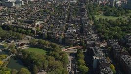 5.5K aerial stock footage approaching Beacon Hill, row houses, Downtown Boston, Massachusetts Aerial Stock Footage | AX142_154E