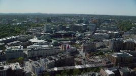 5.5K aerial stock footage approaching Fenway Park, Boston, Massachusetts Aerial Stock Footage | AX142_161