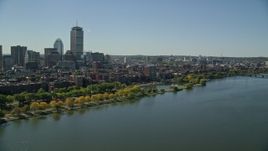 5.5K aerial stock footage flying by buildings and parks, Back Bay, Downtown Boston, Massachusetts Aerial Stock Footage | AX142_168E