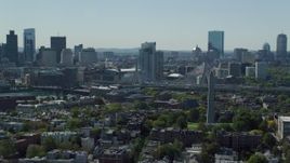 5.5K aerial stock footage of Bunker Hill Monument, Downtown Boston skyline, Charlestown, Massachusetts Aerial Stock Footage | AX142_180