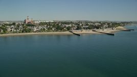 5.5K aerial stock footage flying by coastal community, South Boston, Massachusetts Aerial Stock Footage | AX142_208E