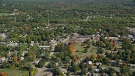 5.5K aerial stock footage flying over small town neighborhoods, autumn, Weymouth, Massachusetts Aerial Stock Footage | AX143_012E