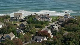 5.5K aerial stock footage flying by upscale oceanfront homes, Scituate, Massachusetts Aerial Stock Footage | AX143_046