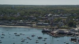 5.5K aerial stock footage approaching a harbor, small coastal community, Plymouth, Massachusetts Aerial Stock Footage | AX143_086E