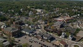 5.5K aerial stock footage flying by small coastal town, Plymouth, Massachusetts Aerial Stock Footage | AX143_091E