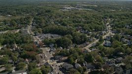 5.5K aerial stock footage flying over homes, small town, Plymouth, Massachusetts Aerial Stock Footage | AX143_101