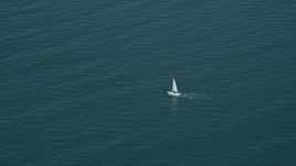 5.5K aerial stock footage tracking sailing boat on Cape Cod Bay, Massachusetts Aerial Stock Footage | AX143_126