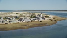 5.5K aerial stock footage of Sandy Neck Colony, Sandy Neck Light, Cape Cod, Barnstable, Massachusetts Aerial Stock Footage | AX143_143E