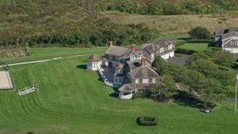 5.5K aerial stock footage orbiting mansion, Cape Cod, Dennis, Massachusetts Aerial Stock Footage | AX143_160E