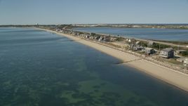 5.5K aerial stock footage flying over beachfront homes, Highway 6, coastal road, Truro, Massachusetts Aerial Stock Footage | AX143_215E