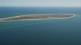 5.5K aerial stock footage flying by Monomoy Island, Cape Cod, Massachusetts Aerial Stock Footage | AX144_060E
