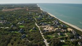 5.5K aerial stock footage flying over small coastal community, upscale homes, Nantucket, Massachusetts Aerial Stock Footage | AX144_104E
