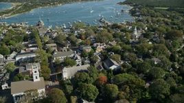 5.5K aerial stock footage orbiting small coastal town, Edgartown, Martha's Vineyard, Massachusetts Aerial Stock Footage | AX144_137E