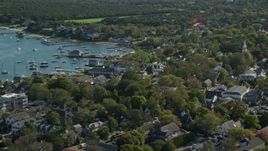 5.5K aerial stock footage flying by small coastal town, Edgartown, Martha's Vineyard, Massachusetts Aerial Stock Footage | AX144_143E