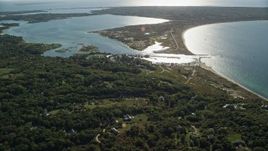 5.5K aerial stock footage approaching Menemsha Pond, Chilmark, Martha's Vineyard, Massachusetts Aerial Stock Footage | AX144_159