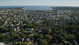 6k aerial stock footage approaching coastal community, New Bedford, Massachusetts Aerial Stock Footage | AX144_202E