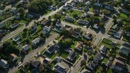 6k aerial stock footage flying over suburban neighborhoods, New Bedford, Massachusetts Aerial Stock Footage | AX144_206
