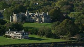 6k aerial stock footage flying by Carey Mansion, Seaview Terrace, Newport, Rhode Island Aerial Stock Footage | AX144_256