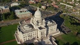 6k aerial stock footage orbiting the Rhode Island State House, Providence, Rhode Island Aerial Stock Footage | AX145_041