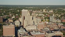 6k aerial stock footage orbiting skyscrapers, 111 Westminster Street, Downtown Providence, Rhode Island Aerial Stock Footage | AX145_049