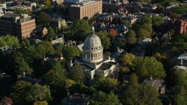 6k aerial stock footage orbiting First Church of Christ Scientist, trees, Providence, Rhode Island Aerial Stock Footage | AX145_068