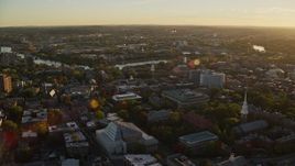 6k aerial stock footage orbiting Harvard University, Cambridge, Massachusetts, sunset Aerial Stock Footage | AX146_024