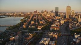 6k aerial stock footage flying by Back Bay Victorian brownstones, Downtown Boston, Massachusetts Aerial Stock Footage | AX146_061