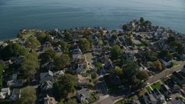 6K aerial stock footage flying over coastal homes, Salem, Massachusetts Aerial Stock Footage | AX147_052