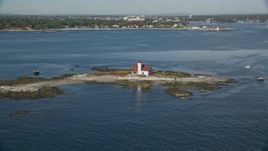 6k aerial stock footage of an isolated home on an island, Kittery, Maine Aerial Stock Footage | AX147_197