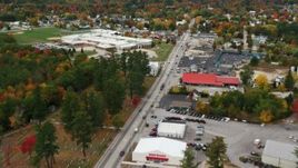5.5K aerial stock footage flying over Main Street, approach Oxford Hills Comprehensive High School, Paris, Maine Aerial Stock Footage | AX150_094
