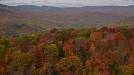 5.5K aerial stock footage approaching colorful forest, White Mountains, small town of Jackson, New Hampshire Aerial Stock Footage | AX150_167E