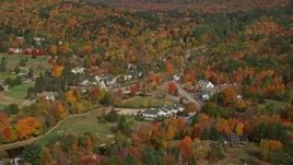 5.5K aerial stock footage orbiting a small rural town, colorful foliage, autumn, Jackson, New Hampshire Aerial Stock Footage | AX150_178E